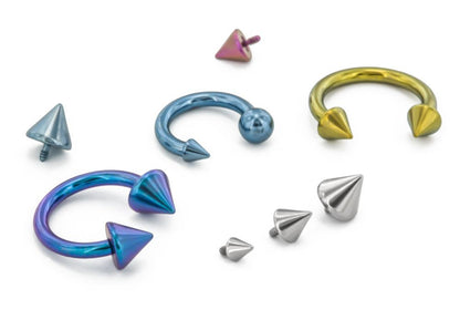 Tilum 16g Internal 0.8mm Threading Titanium Cone Spike Top - Price Per 1 - Painful Pleasures