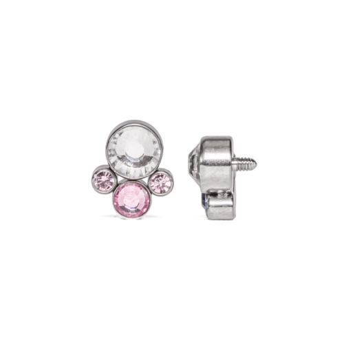 Tilum 14g-12g Internally Threaded Jewel Bubble Cluster Top with 4mm Crystal -Price Per 1