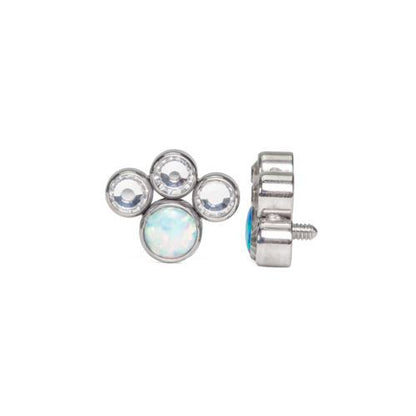 Tilum 14g-12g Internally Threaded Opal Paw Print Cluster Top with Jewels - Price Per 1 - Painful Pleasures