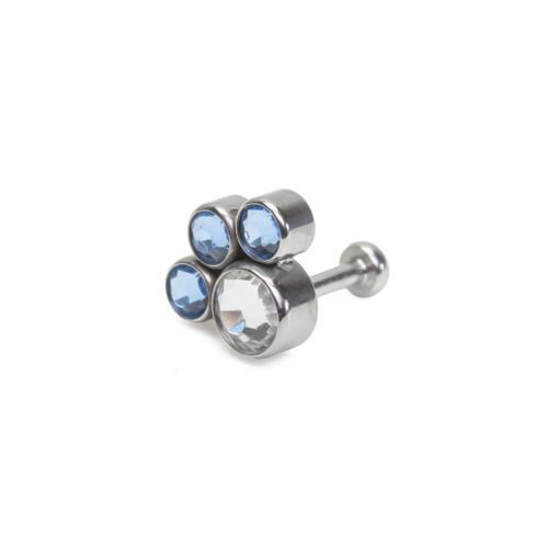 Tilum 18g-16g Internally Threaded Jewel Paw Print Cluster Top with 4mm Crystal - Price Per 1