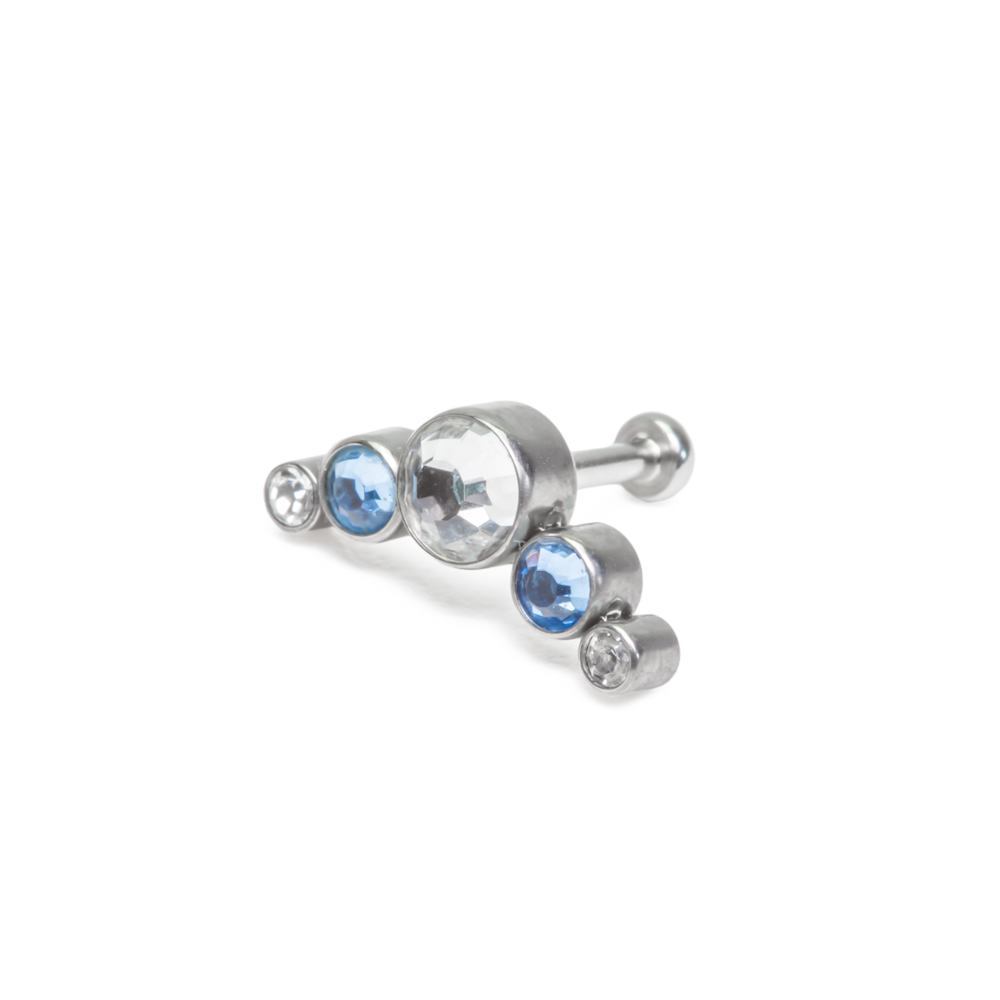 Tilum 18g-16g Internally Threaded Crescent Jewel Cluster Top with 4mm Crystal - Price Per 1