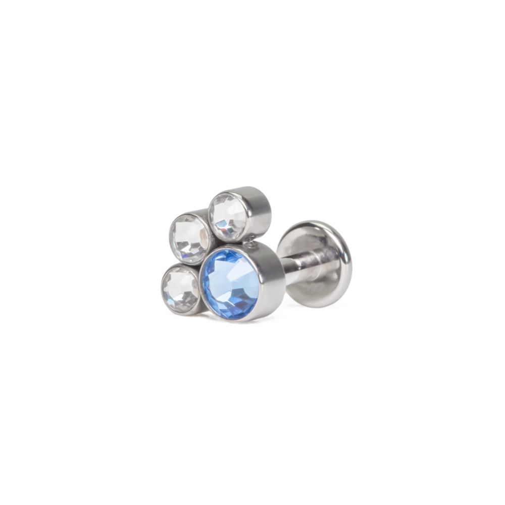 Tilum 14g-12g Internally Threaded Paw Print Cluster Top - Choose 4mm Jewel Color - Price Per 1 - Painful Pleasures