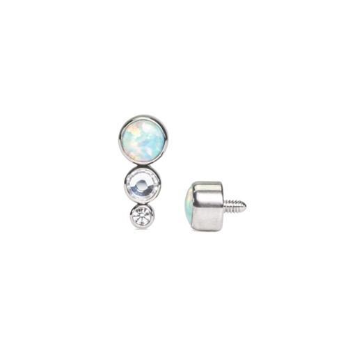 Tilum 18g-16g Internally Threaded White Opal Tear Drop Cluster Top with Jewels - Price Per 1