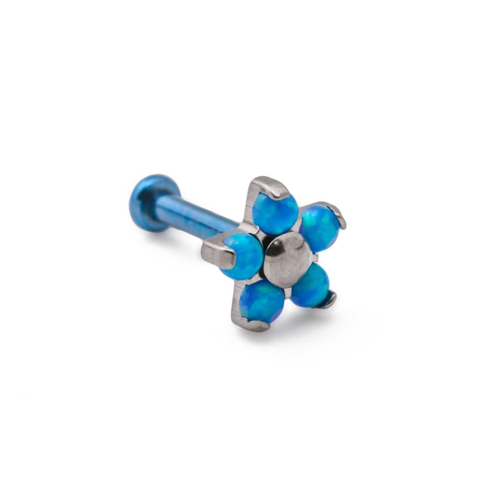 Tilum 18g-16g Internally Threaded Titanium Opal Flower Top - Price Per 1