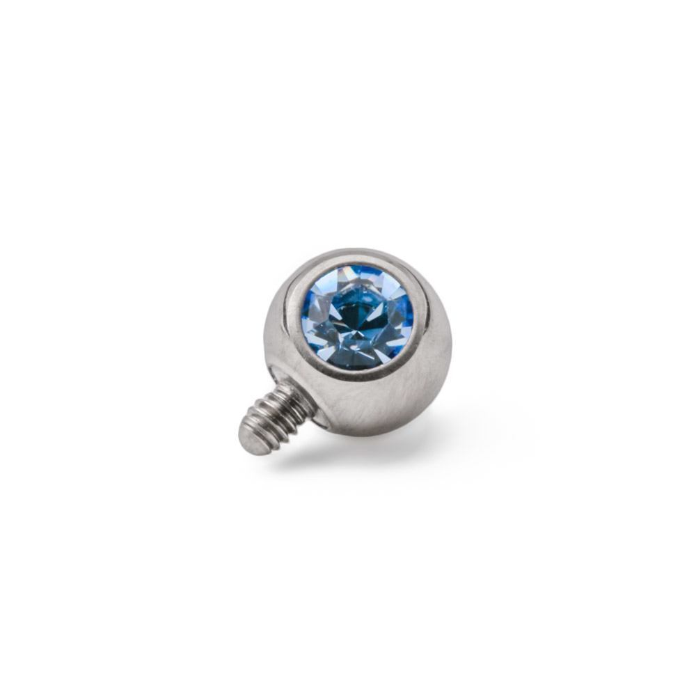 Tilum 14g–12g Internally Threaded 90° Swarovski Jeweled Titanium Ball — 4mm — Price Per 1