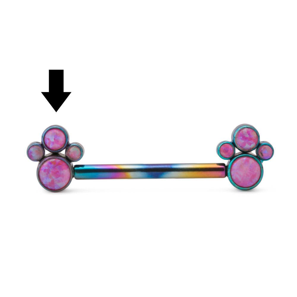 Tilum 14g-12g Opal Cluster Titanium Top - Internally Threaded at the Left - Price Per 1