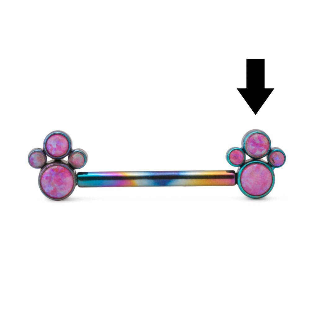 Tilum 14g-12g Opal Cluster Titanium Top - Internally Threaded at the Right - Price Per 1