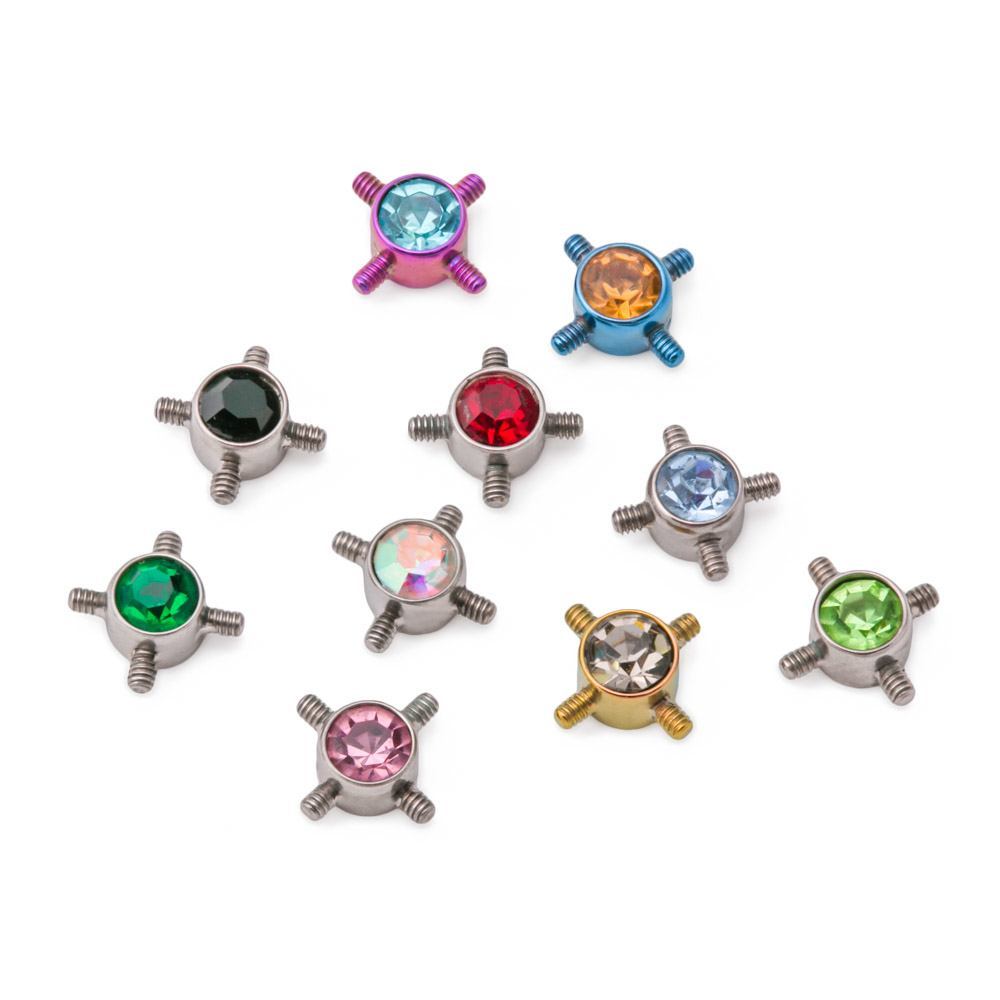 Tilum 14g-12g Internally Four-Threaded Titanium Orbital Jewel Top - Price Per 1