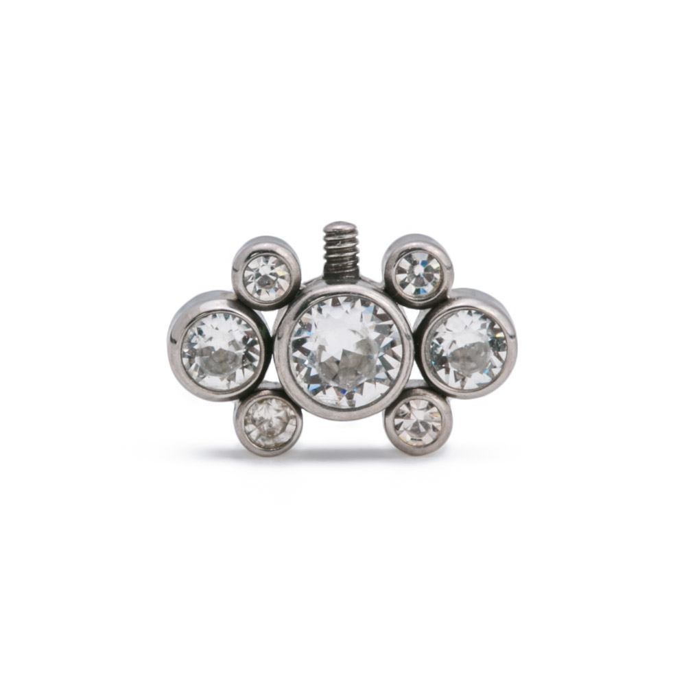 Tilum 14g-12g Internally Threaded Titanium Seven Jewel Cluster Top - Price Per 1