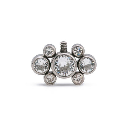 Tilum 14g-12g Internally Threaded Titanium Seven Jewel Cluster Top - Price Per 1 - Painful Pleasures