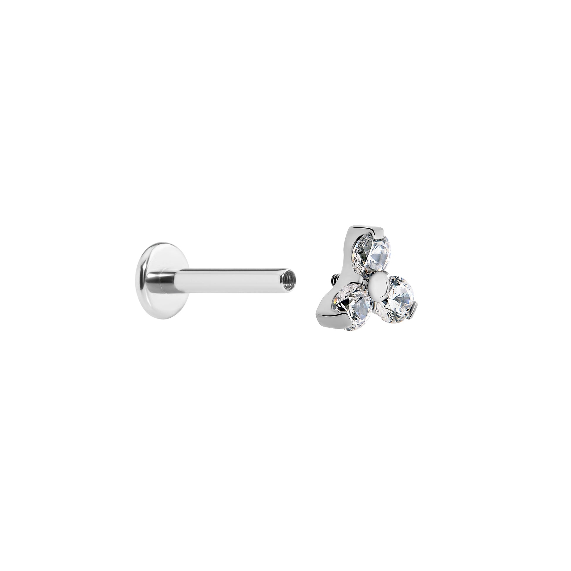 Tilum 18g-16g Internally Threaded Titanium Jewel Trinity Top - Large - Price Per 1 - Painful Pleasures