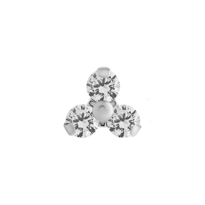 Tilum 14g-12g Internally Threaded Titanium Jewel Trinity Top - Large - Price Per 1 - Painful Pleasures