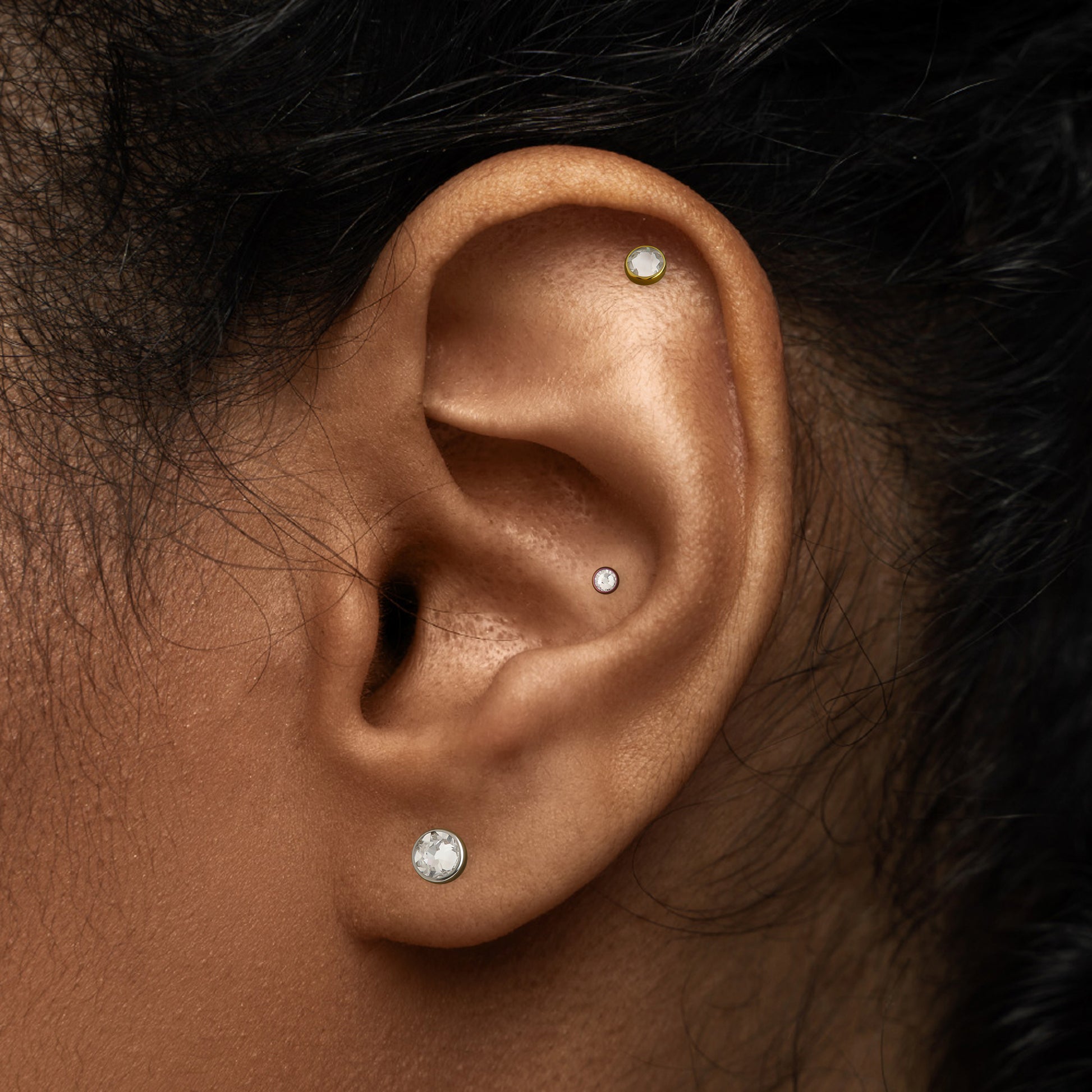 Tilum 18g-16g Internal 0.9mm Crystal Jewel Titanium Flat Disc Top - Price Per 1