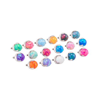 14g-12g Internally Threaded 3mm Prong-Set Opal Ball - Price Per 1 - Painful Pleasures