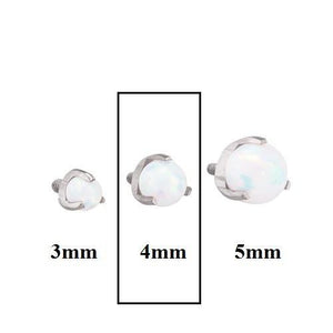 14g-12g Internally Threaded 4mm Prong-Set Opal Ball - Price Per 1 - Painful Pleasures