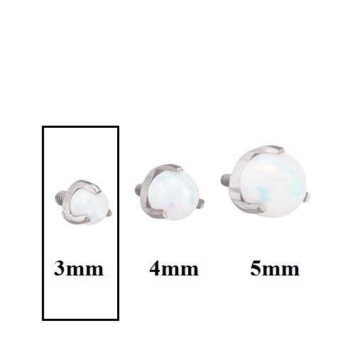 14g-12g Internally Threaded 3mm Prong-Set Opal Ball - Price Per 1