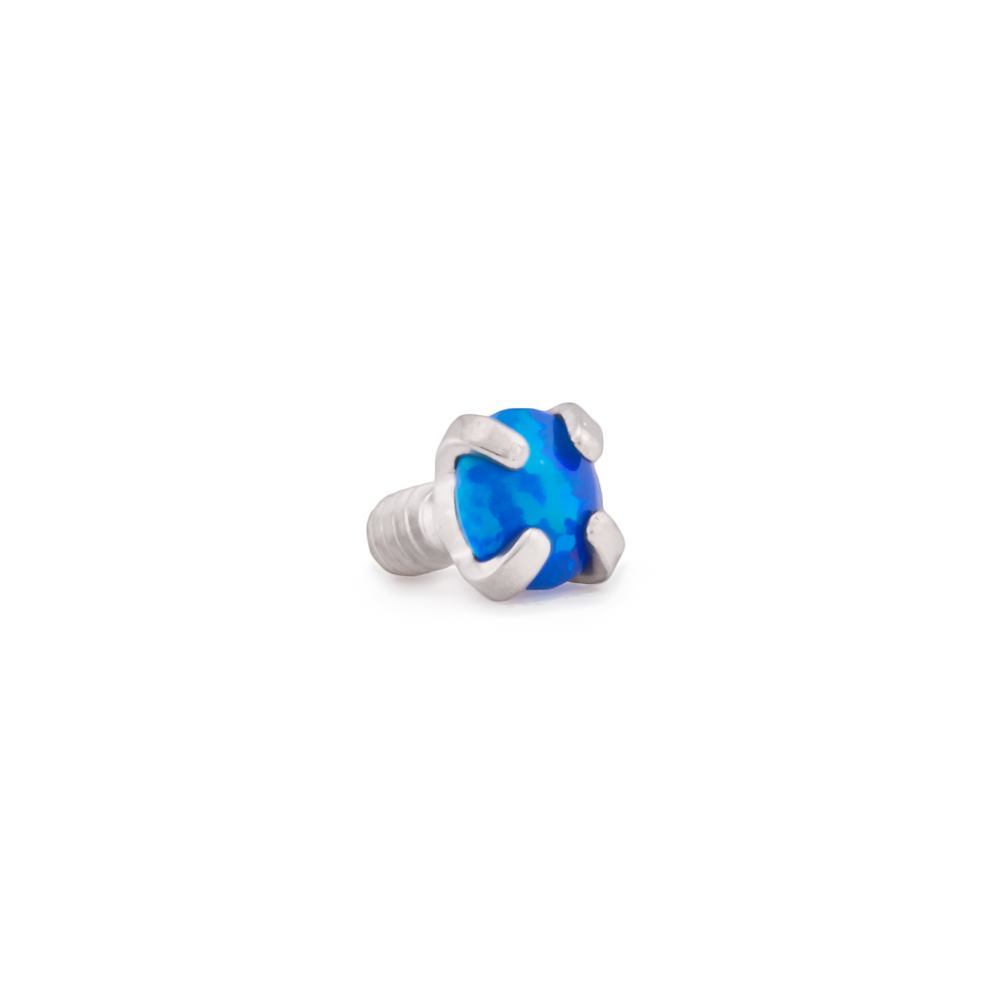 Tilum 14g-12g Internally Threaded Square Prong-Set 2.5mm Round Opal Top - Price Per 1