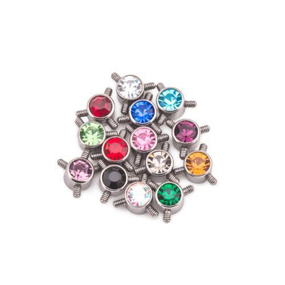 Tilum 4mm Titanium Bezel-Set Jewel Disc with 3 Internal 1.2mm Threaded Posts - Price Per 1 - Painful Pleasures