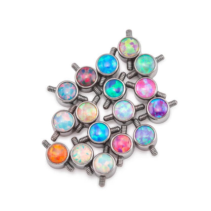 Tilum 4mm Titanium Bezel-Set Opal Disc with 2 Internal 1.2mm Threaded Posts - Price Per 1 - Painful Pleasures