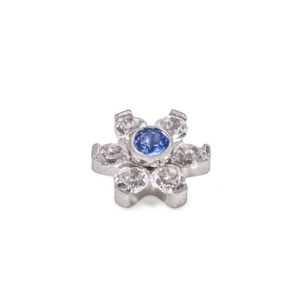 Tilum 14g-12g Internally Threaded Titanium Jewel Flower Top with Crystal Petals - Choose Center Jewel Color - Price Per 1
