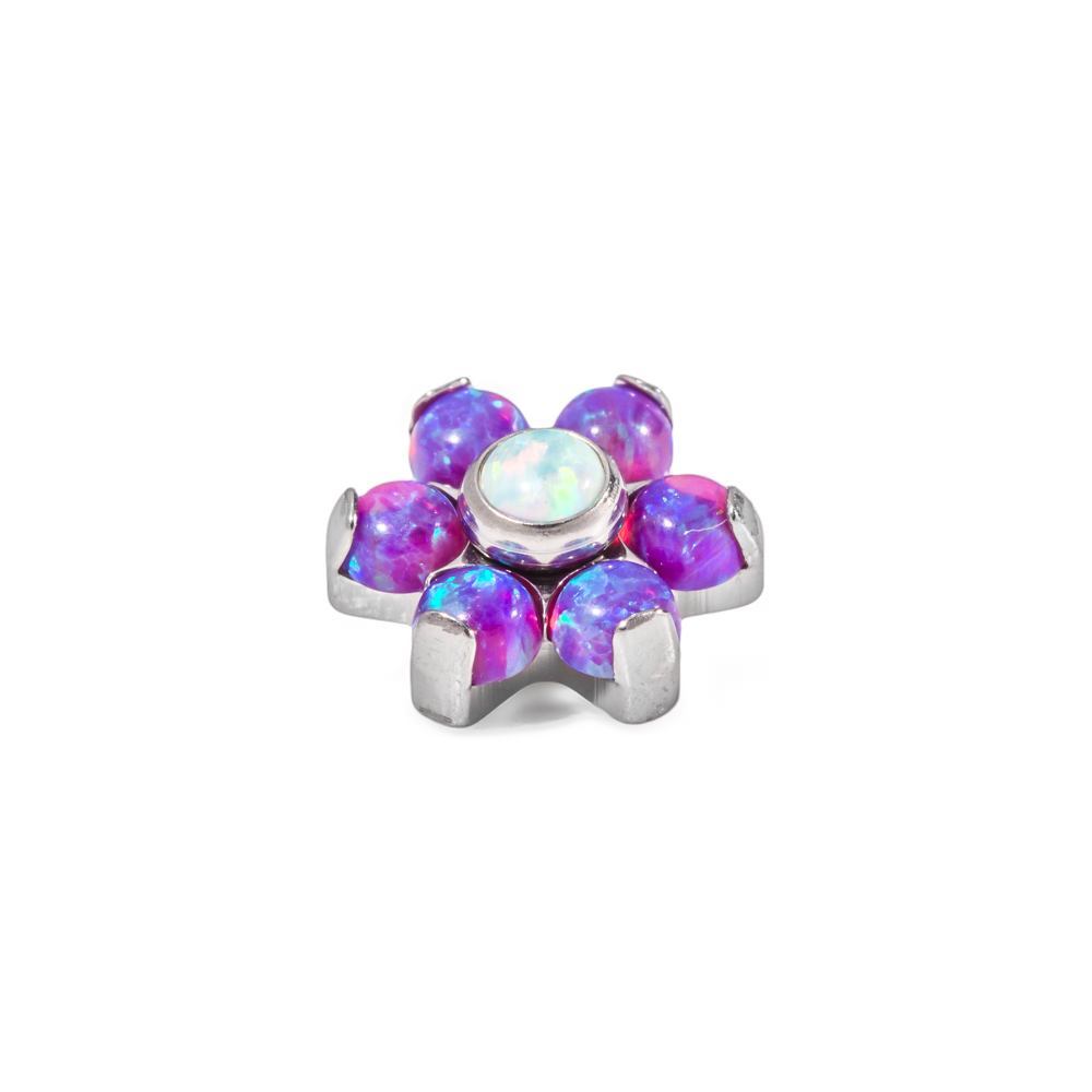 Tilum 14g-12g Internally Threaded Titanium Opal Flower Top with White Opal Center - Choose Petal Opal Color - Price Per 1