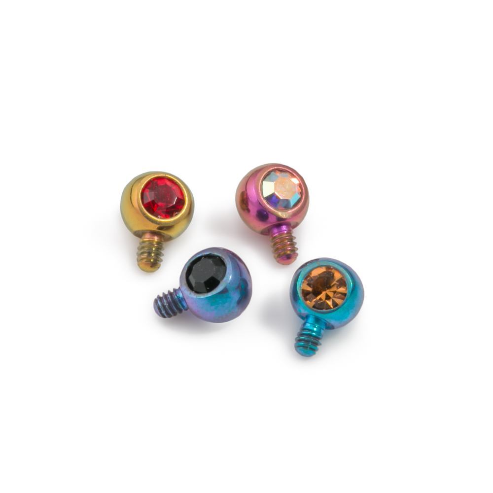 Tilum 14g-12g Internally Threaded 90° Swarovski Jeweled Titanium Ball – 3mm – Price Per 1