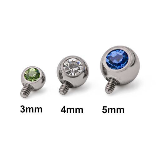 Tilum 14g-12g Internally Threaded 90° Swarovski Jeweled Titanium Ball – 3mm – Price Per 1