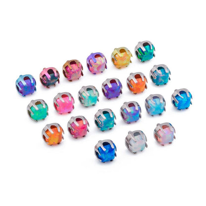 Tilum 18g-16g Internally Threaded Titanium Corner Prong-Set Square Opal Top - 3mm - Price Per 1 - Painful Pleasures