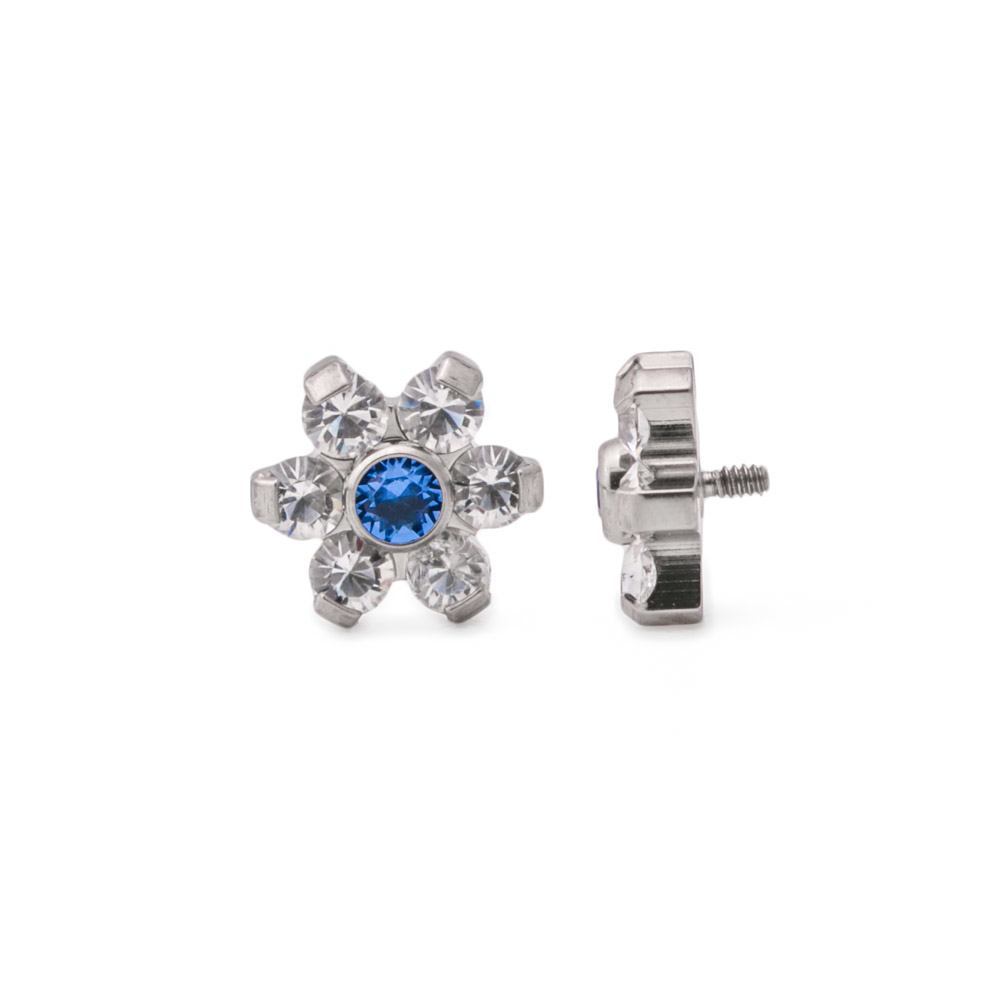 Tilum 18g-16g Internally Threaded Titanium Jewel Flower Top with Jewel Center - Choose Jewel Color - Price Per 1