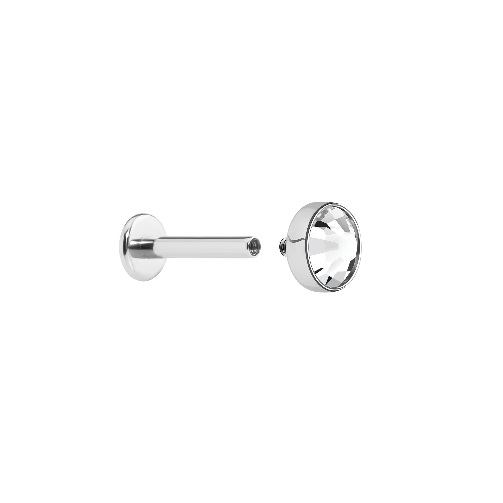 Tilum 18g-16g Internal 0.9mm Crystal Jewel Titanium Flat Disc Top - Price Per 1