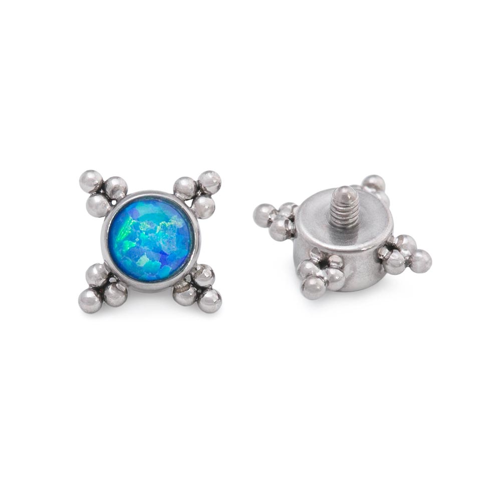 Tilum 14g-12g Internally Threaded Micron Bead Cluster Opal Titanium Top - Price Per 1 - Painful Pleasures