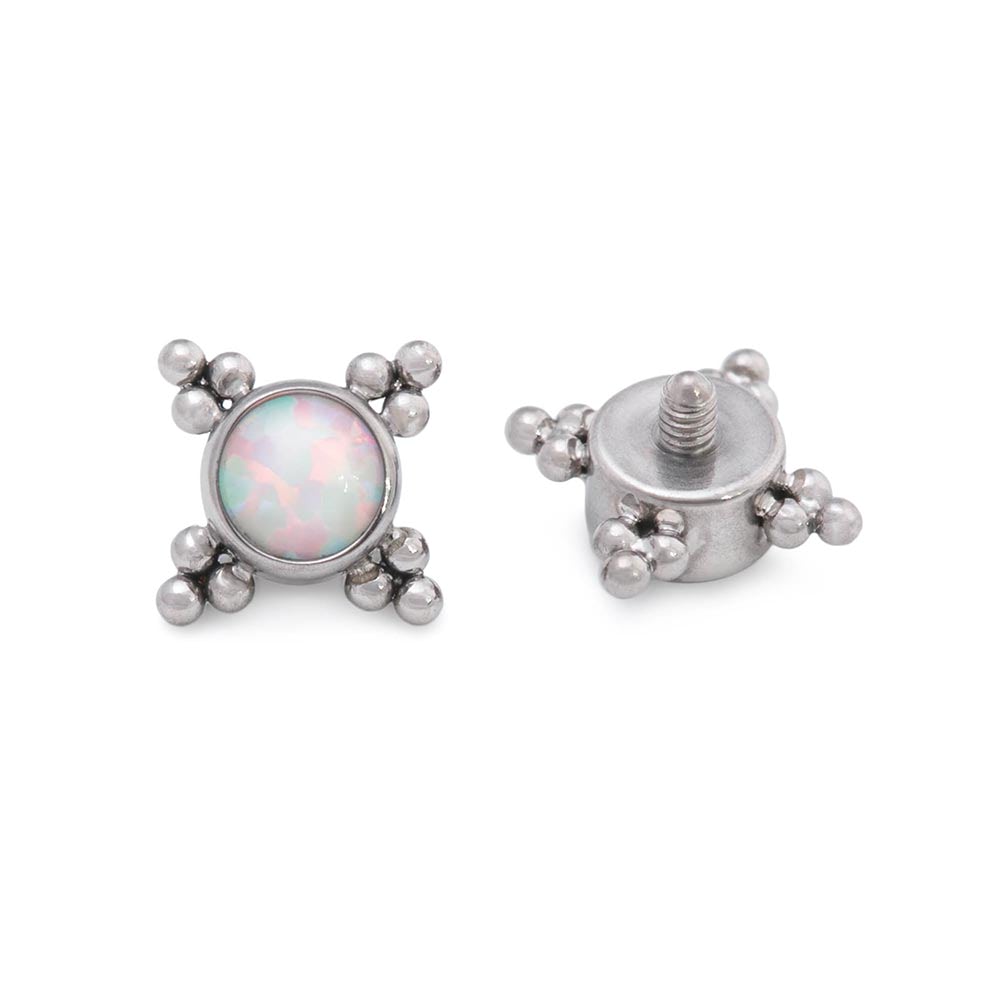 Tilum 14g-12g Internally Threaded Micron Bead Cluster Opal Titanium Top - Price Per 1 - Painful Pleasures