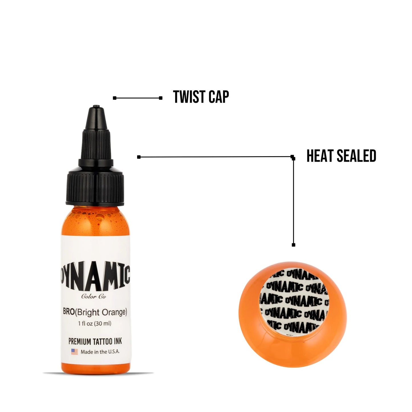 Dynamic Bright Orange Tattoo Ink - 1oz. Bottle - Painful Pleasures