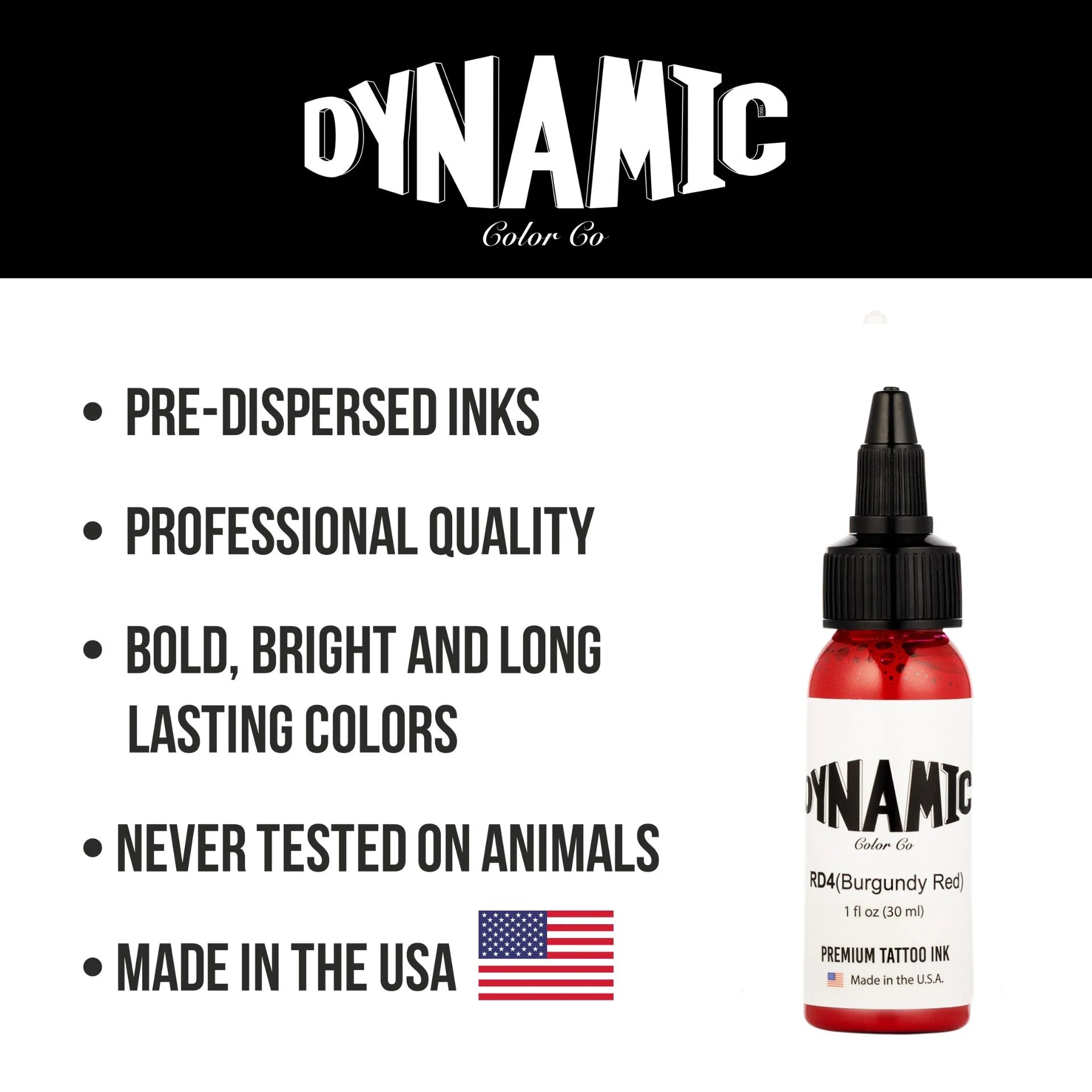 Dynamic Burgundy Red Tattoo Ink - 1oz. Bottle - Painful Pleasures