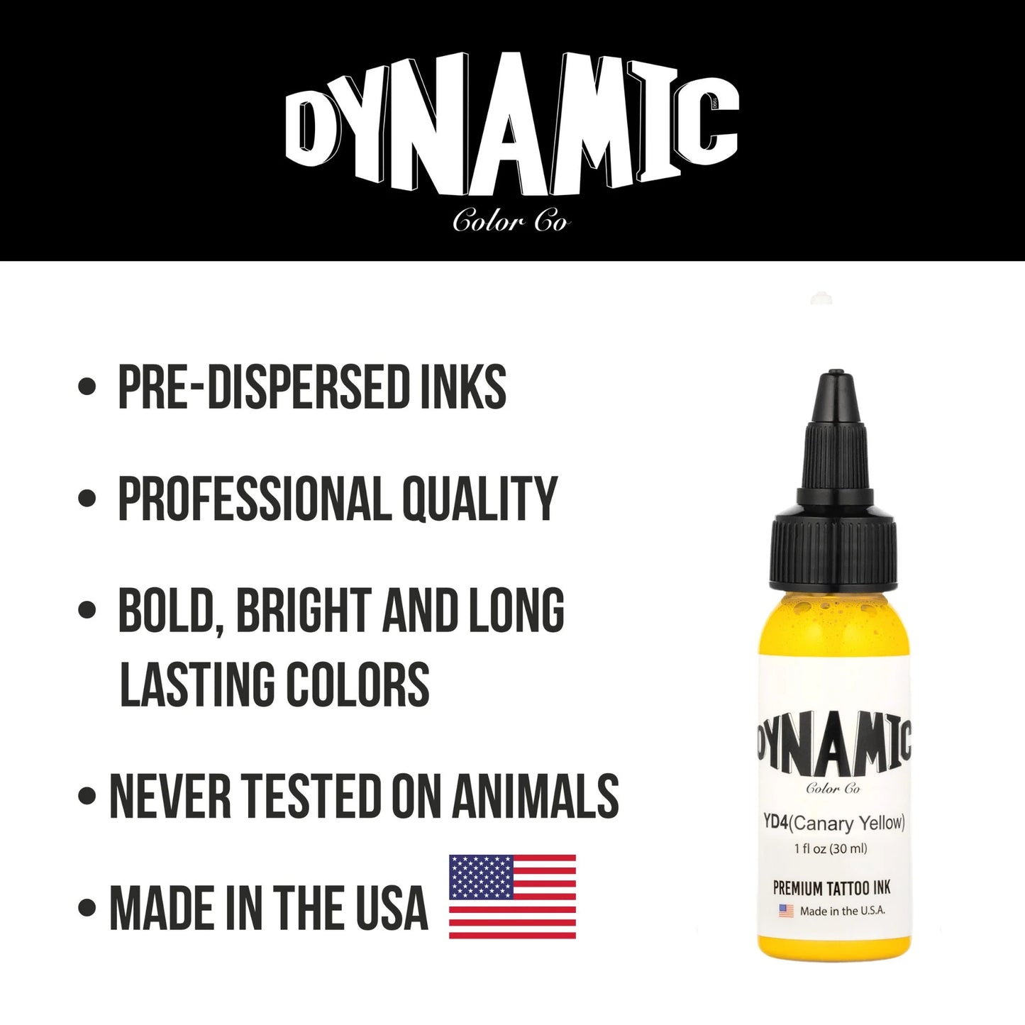 Dynamic Canary Yellow Tattoo Ink - 1oz. Bottle - Painful Pleasures
