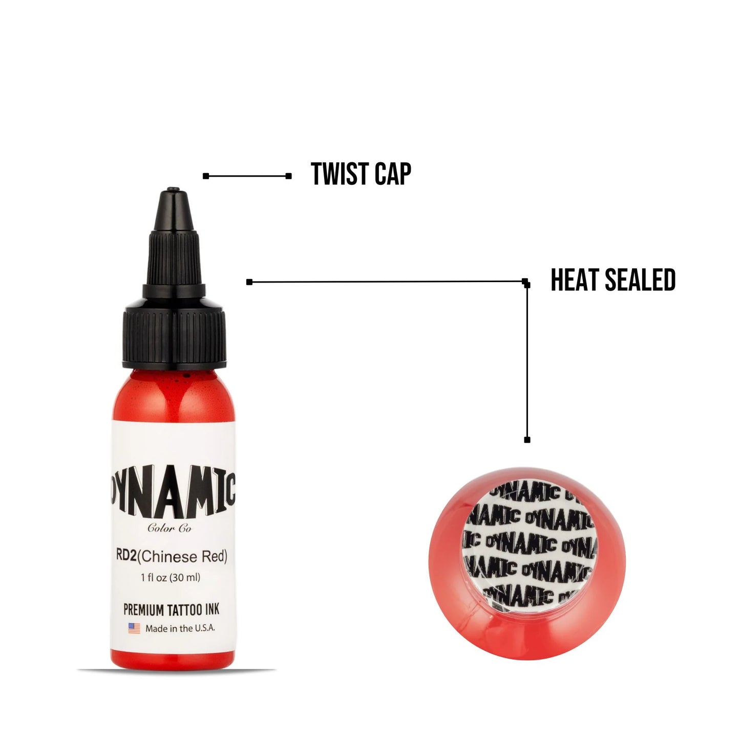 Dynamic Chinese Red Tattoo Ink - 1oz. Bottle - Painful Pleasures