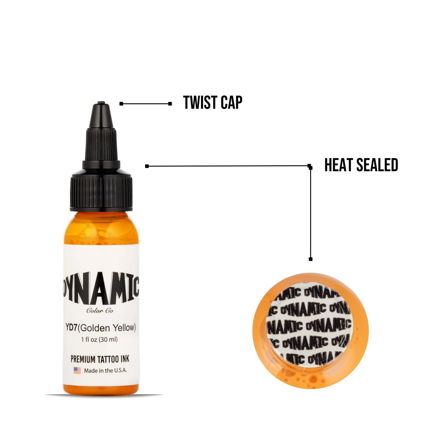 Dynamic Golden Yellow Tattoo Ink - 1oz. Bottle - Painful Pleasures