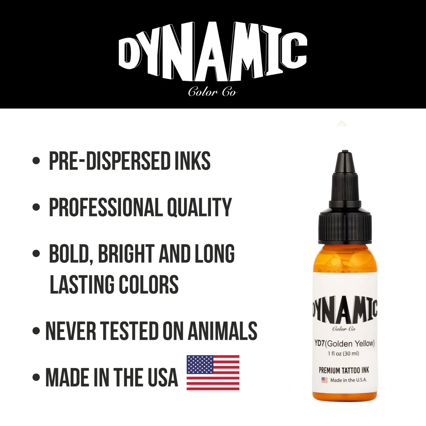 Dynamic Golden Yellow Tattoo Ink - 1oz. Bottle - Painful Pleasures