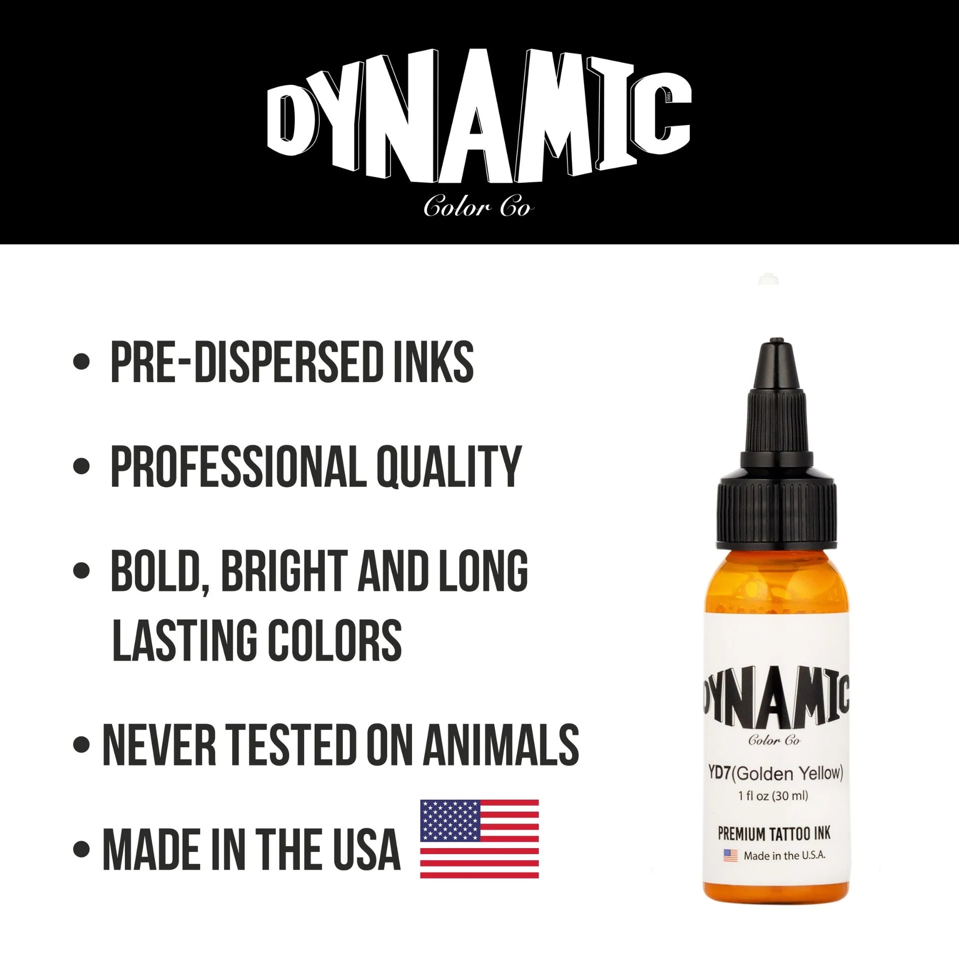 Dynamic Golden Yellow Tattoo Ink - 1oz. Bottle - Painful Pleasures