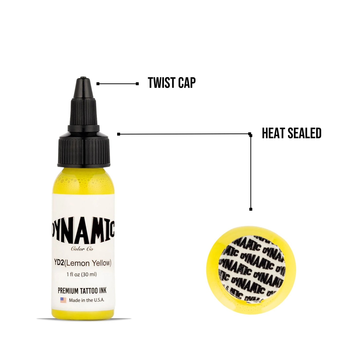 Dynamic Lemon Yellow Tattoo Ink - 1oz. Bottle - Painful Pleasures