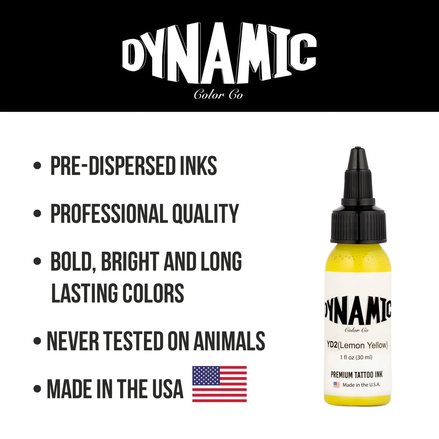 Dynamic Lemon Yellow Tattoo Ink - 1oz. Bottle - Painful Pleasures