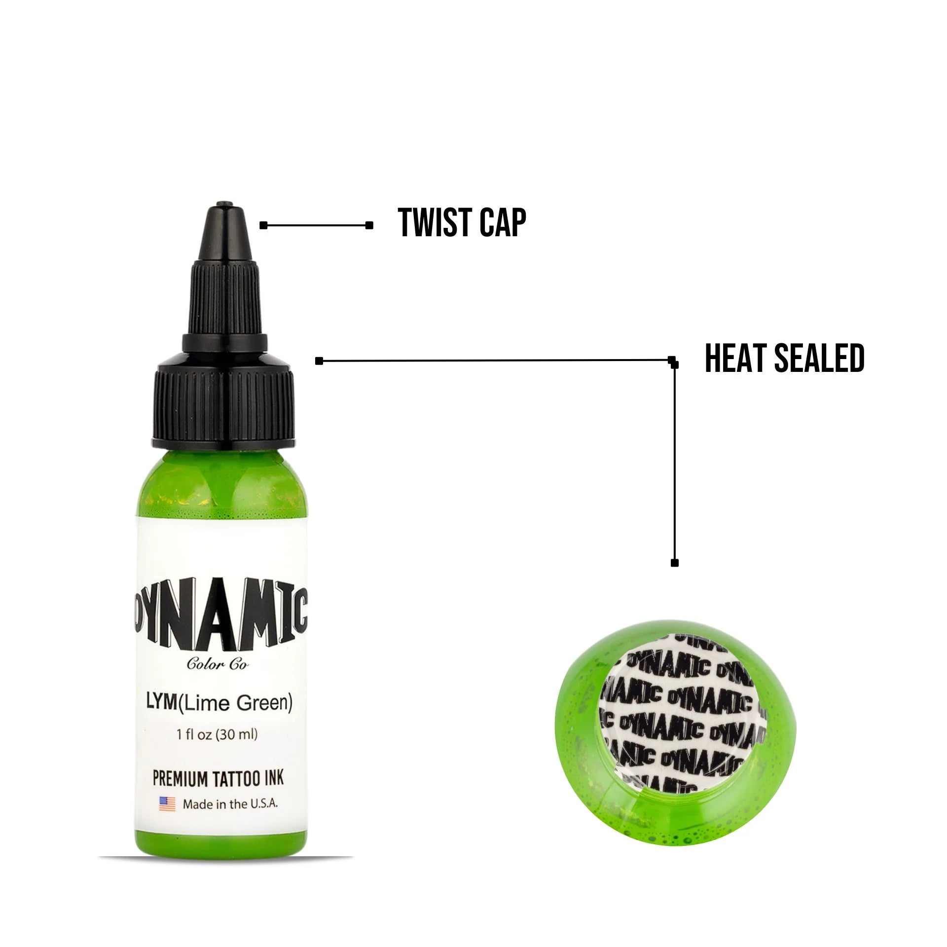 Dynamic Lime Green Tattoo Ink - 1oz. Bottle - Painful Pleasures