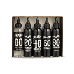 Dynamic Greywash Tattoo Ink Set with Mixing Solution — 5 Bottles - Painful Pleasures