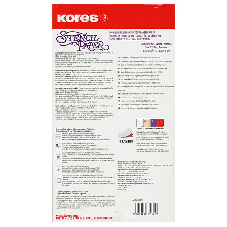 Kores Tattoo Stencil Transfer Paper — 100 Sheets — Pick Size - Painful Pleasures