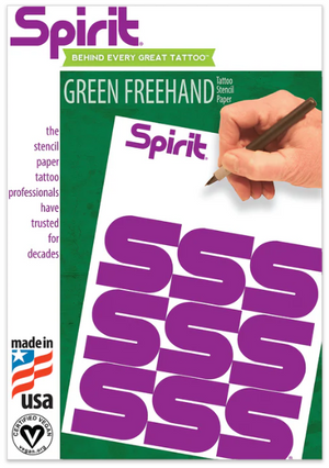 Spirit Tattoo Green Freehand Paper — 8-1/2" x 11” — 100 Sheets - Painful Pleasures