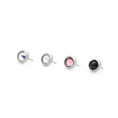 Tilum Bezel Set Jewel Titanium Threadless Top - Price Per 1 - Painful Pleasures