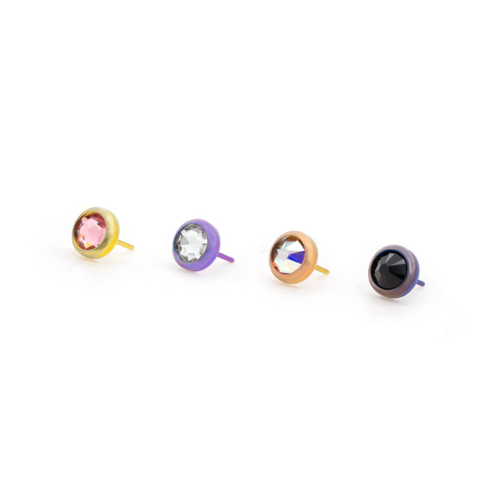 Tilum Bezel Set Jewel Titanium Threadless Top - Price Per 1