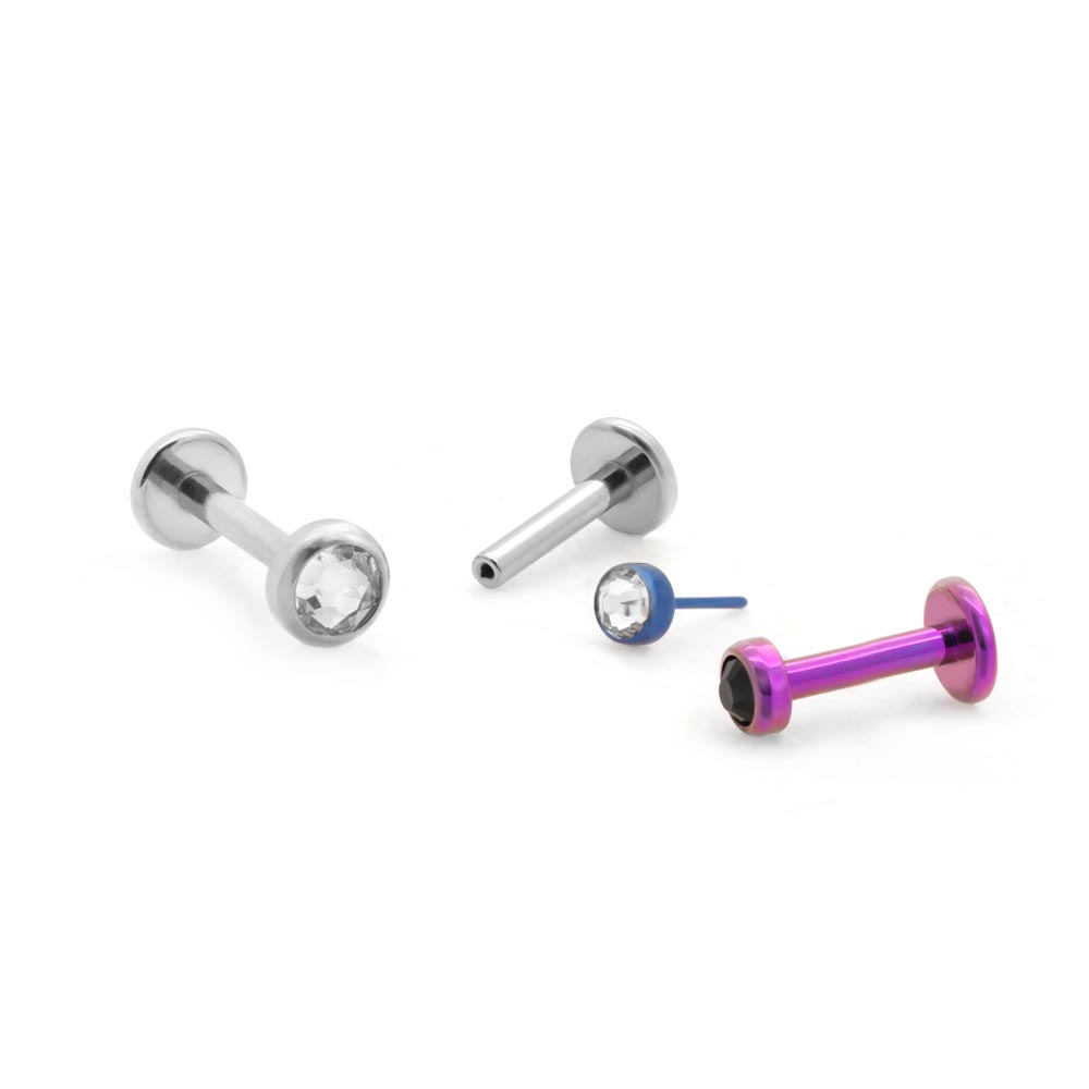 Tilum Bezel Set Jewel Titanium Threadless Top - Price Per 1