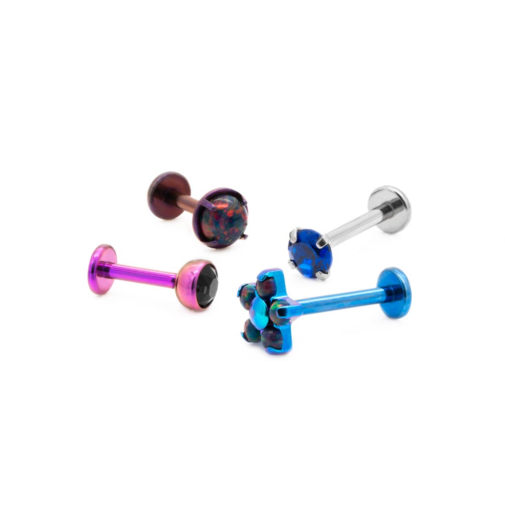 16g Titanium Threadless 4mm Flat Disc Labret Post — Price Per 1