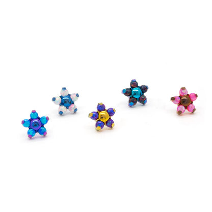 Titanium Opal Flower Threadless Top — Price Per 1 - Painful Pleasures